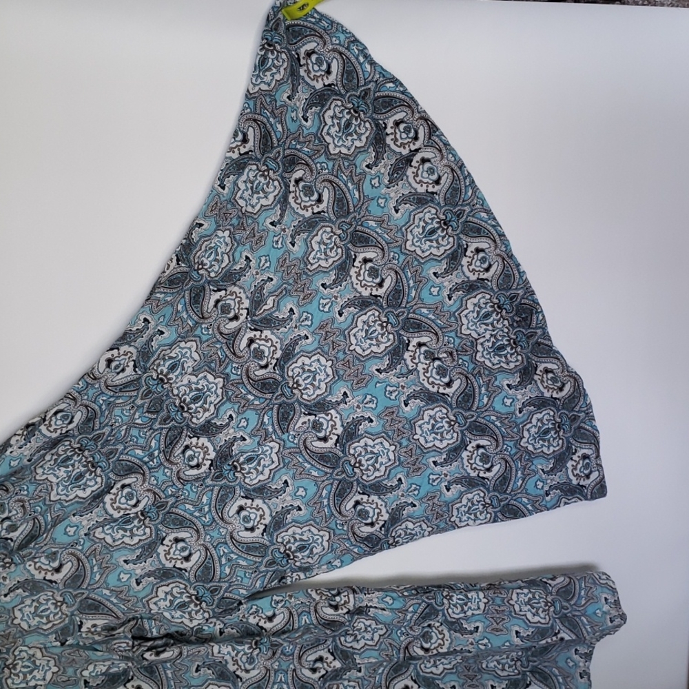 Earthbound Trading Company Flare Leg Pants Size Large Blue Paisley
